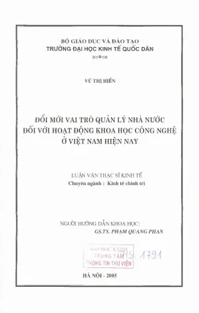 Đổi mới vai trò quản lý nhà nước đối vơi hoạt động khoa học công nghệ ở việt nam hiện nay