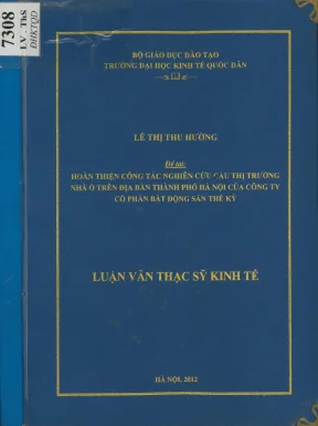 Hoàn thiện công tác nghiên cứu cầu thị trường nhà ở trên địa bàn thành phố hà nội của công ty cổ phần bất động sản thế kỷ