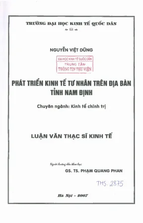 Phát triển kinh tế tư nhân trên địa bàn tỉnh nam định