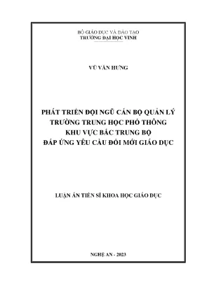 Phát triển đội ngũ cán bộ quản lý trường trung học phổ thông khu vực bắc trung bộ đáp ứng yêu cầu đổi mới giáo dục