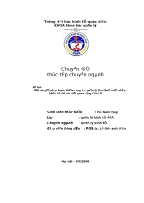 Chuyên đề thực tập giải pháp hoàn thiện công tác quản lý thu thuế xuất nhập khẩu tại chi cục hải quan cảng cửa lò