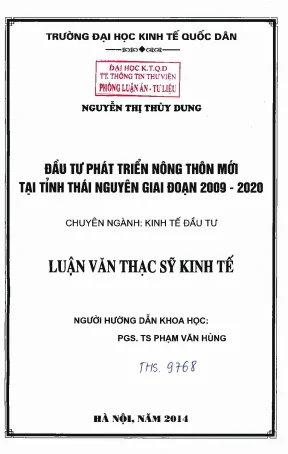 Đầu tư phát triển nông thôn mới tại tỉnh thái nguyên giai đoạn 2009 2020