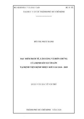 Đặc điểm dịch tễ lâm sàng và biến chứng của bệnh sởi người lớn tại bệnh viện bệnh nhiệt đới năm 2018 2019