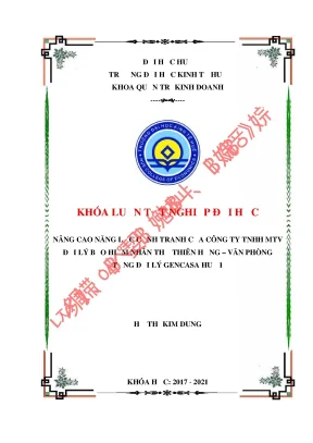 Nâng cao năng lực cạnh tranh của công ty tnhh mtv đại lý bảo hiểm nhân thọ thiên hưng văn phòng tổng đại lý gencasa huế 1