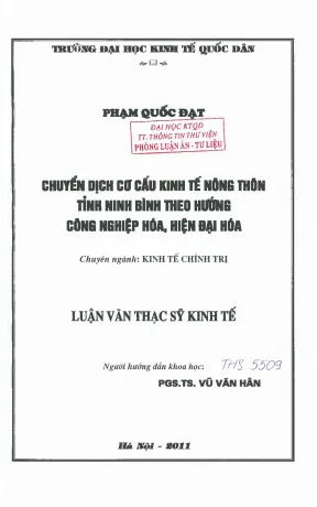 Chuyển dịch cơ cấu kinh tế nông thôn tỉnh ninh bình theo hướng công nghiệp hóa hiện đại hóa