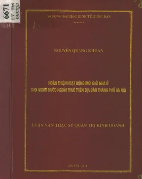 Hoàn thiện hoạt động môi giới nhà ở cho người nước ngoài trên địa bàn thành phố hà nội