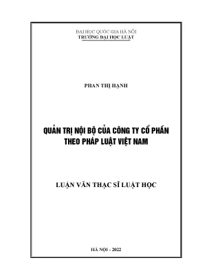 Quản trị nội bộ của công ty cổ phần theo pháp luật việt nam