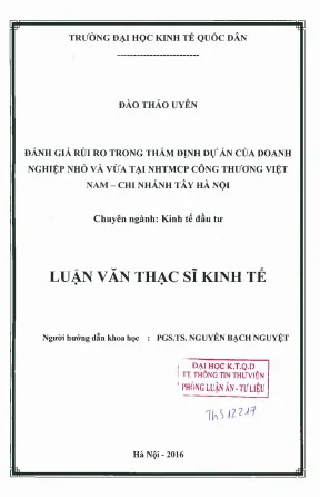 Đánh giá rủi ro trong thẩm định dự án của doanh nghiệp nhỏ và vừa tại ngân hàng tmcp công thương việt nam chi nhánh tây hà nội