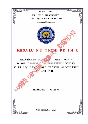 Phân tích những nhân tố ảnh hưởng đến động lực làm việc đối với nhân viên tại công ty cổ phần quản lý đường bộ và xây dựng công trình thừa thiên huế