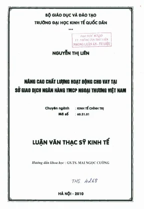 Nâng cao chất lượng hoạt động cho vay tại sở giao dịch ngân hàng tmcp ngoại thương việt nam