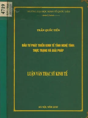 Đầu tư phát triển kinh tế tỉnh hà tĩnh thực trạng và giải pháp