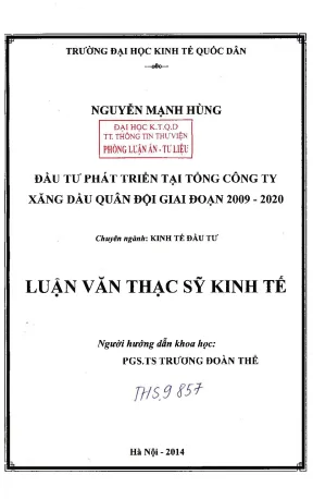 Đầu tư phát triển tại tổng công ty xăng dầu quân đội giai đoạn 2009 2020