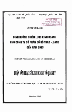 Định hướng chiến lược kinh doanh cho công ty cổ phần đồ gỗ thad luang đến năm 2015