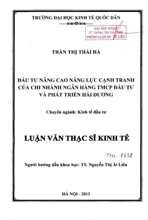 Đầu tư nâng cao năng lực cạnh tranh của chi nhánh ngân hàng tmcp đầu tư và phát triển hải dương