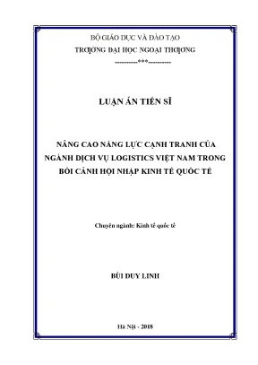Nâng cao năng lực cạnh tranh của ngành dịch vụ logistics việt nam trong bối cảnh hội nhập kinh tế quốc tế