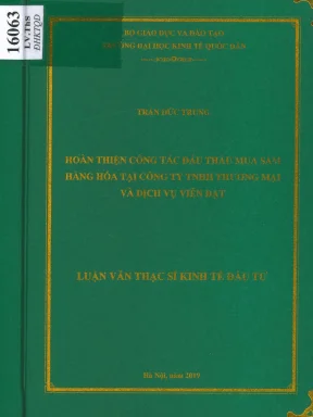 Hoàn thiện công tác đấu thầu mua sắm hàng hóa tại công ty tnhh thương mại và dịch vụ viễn đạt