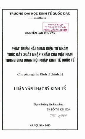 Phát triển hải quan điện tử nhằm thúc đẩy xuất khẩu của việt nam trong giai đoạn hội nhập kinh tế quốc tế