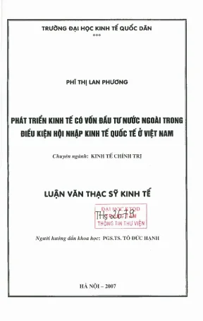 Phát triển kinh tế có vốn đầu tư nước ngoài trong điều kiện hội nhập kinh tế quốc tế