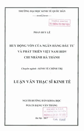 Huy động vốn của ngân hàng đầu tư và phát triển việt nam bidv chi nhánh hà thành