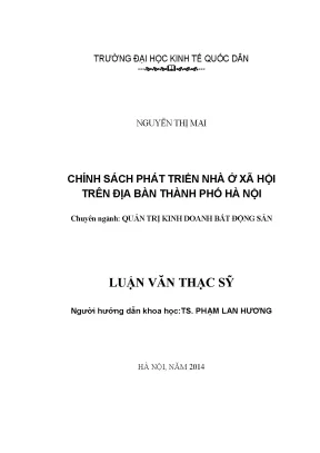 Chính sách phát triển nhà ở xã hội trên địa bàn thành phố hà nội