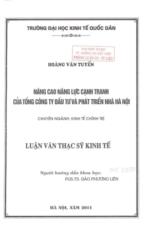 Nâng cao năng lực cạnh tranh của tổng công ty đầu tư và phát triển nhà hà nội