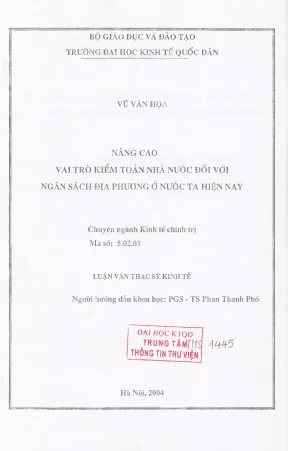Nâng cao kiểm toán nhà nước đối với ngân sách địa phương ở nước ta hiện nay