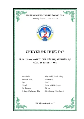 Chuyên đề thực tập hoàn thiện công tác tiêu thụ sản phẩm tại công ty tnhh titaco