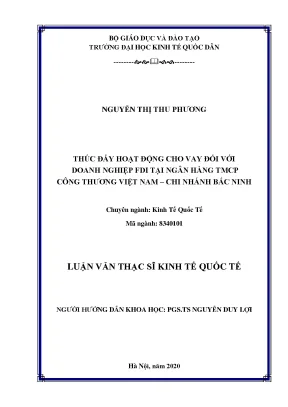 Thúc đẩy hoạt động cho vay đối với doanh nghiệp fdi tại ngân hàng tmcp công thương việt nam chi nhánh bắc ninh