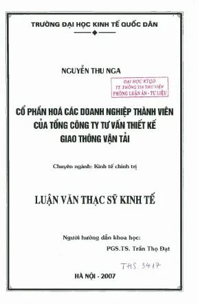 Cổ phần hoá các doanh nghiệp thành viên của tổng công ty tư vấn thiết kế giao thông vận tải