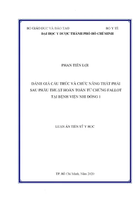 Đánh giá cấu trúc và chức năng thất phải sau phẫu thuật hoàn toàn tứ chứng fallot tại bệnh viện nhi đồng 1 1