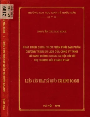 Phát triển chính sách phân phối sản phẩm chương trình du lịch của công ty tnhh lữ hành hương giang hà nội đối với thị trường gửi khách pháp