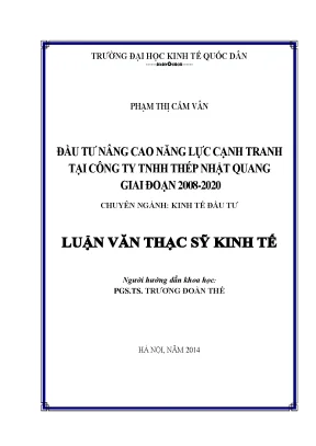 Đầu tư nâng cao năng lực cạnh tranh tại công ty thép nhật quang giai đoạn 2008 2020