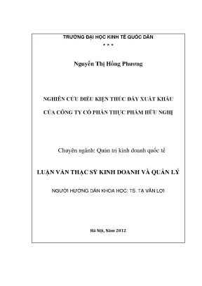 Nghiên cứu điều kiện thúc đẩy xuất khẩu của công ty cổ phần thực phẩm hữu nghị