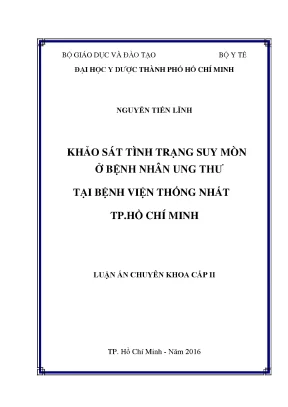 Khảo sát tình trạng suy mòn ở bệnh nhân ung thư tại bệnh viện thống nhất tp hồ chí minh