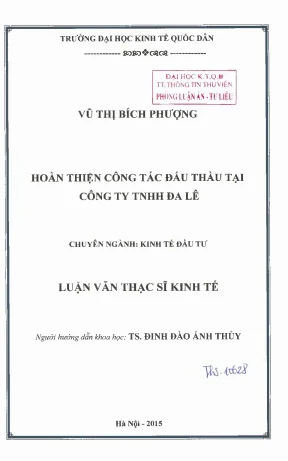 Hoàn thiện công tác đấu thầu tại công ty tnhh đa lê