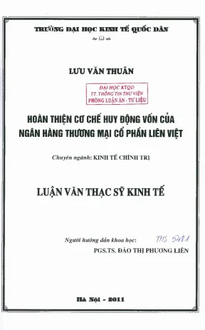 Hoàn thiện cơ chế huy động vốn của ngân hàng thương mại cổ phần liên việt