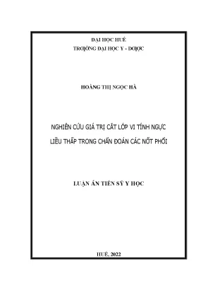 Nghiên cứu giá trị cắt lớp vi tính ngực liều thấp trong chẩn đoán các nốt phổi
