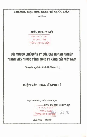 Đổi mới cơ chế quản lý của các doanh nghiệp thành viên thuộc tổng công ty xăng dầu việt nam