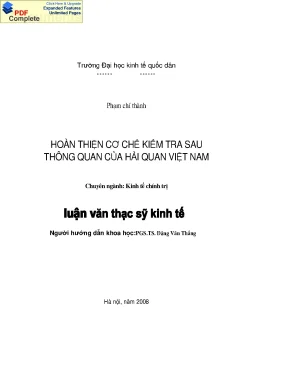 Hoàn thiện cơ chế kiểm tra sau thông quan của hải quan việt nam