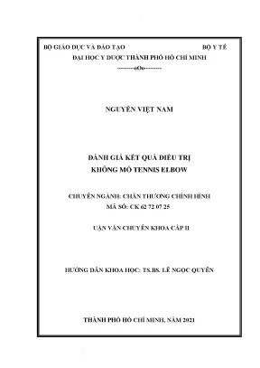Đánh giá kết quả điều trị không mổ tennis elbow