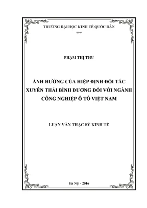 Ảnh hưởng của hiệp định đối tác xuyên thái bình dương đối với ngành công nghiệp ôtô việt nam