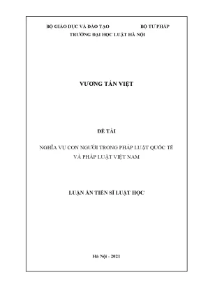 Nghĩa vụ con người trong pháp luật quốc tế và pháp luật việt nam