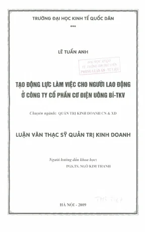 Tạo động lực làm việc cho người lao động ở công ty cổ phần cơ điện uông bí tkv