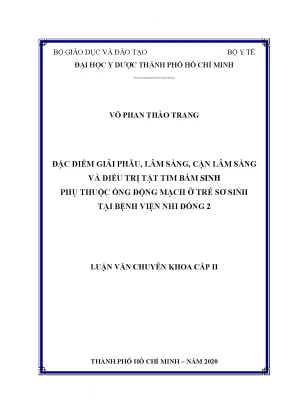 Đặc điểm giải phẫu lâm sàng cận lâm sàng và điều trị tật tim bẩm sinh phụ thuộc ống động mạch ở trẻ sơ sinh tại bệnh viện nhi đồng 2