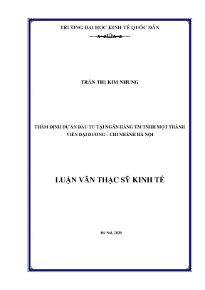 Thẩm định dự án đầu tư tại ngân hàng tm tnhh một thành viên đại dương chi nhánh hà nội
