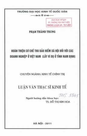 Hoàn thiện cơ chế thu bảo hiểm xã hội đối với các doanh nghiệp ở việt nam lấy ví dụ ở tỉnh nam định