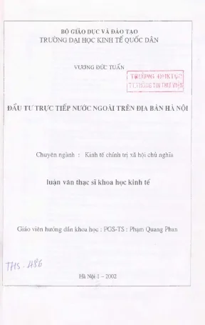 Đầu tư trực tiếp nước ngoài trên địa bàn hà nội