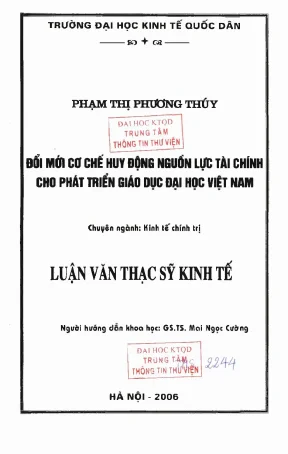 Đổi mới cơ chế huy động nguồn lực tài chính cho phát triển giáo dục đại học việt nam