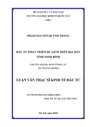 Đầu tư phát triển du lịch trên địa bàn tỉnh ninh bình