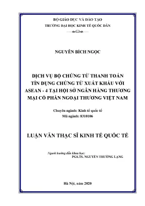 Dịch vụ bộ chứng từ thanh toán tín dụng chứng từ xuất khẩu với asean 4 tại hội sở ngân hàng thương mại cổ phần ngoại thương việt nam
